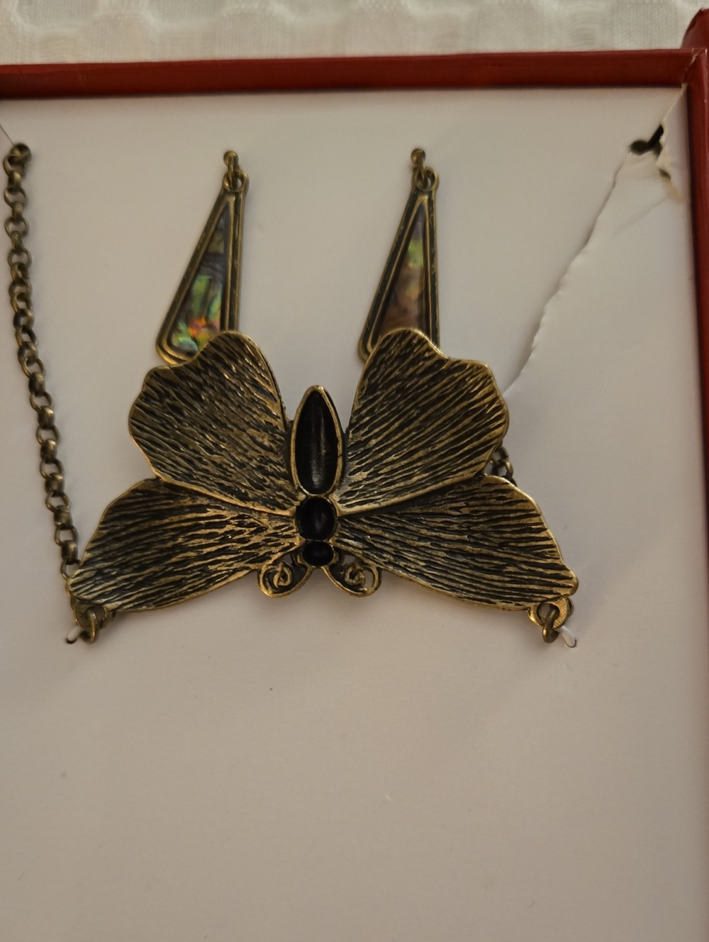 Butterfly Pendant & Earring Set - Purple and Gold - Picture 2 of 3